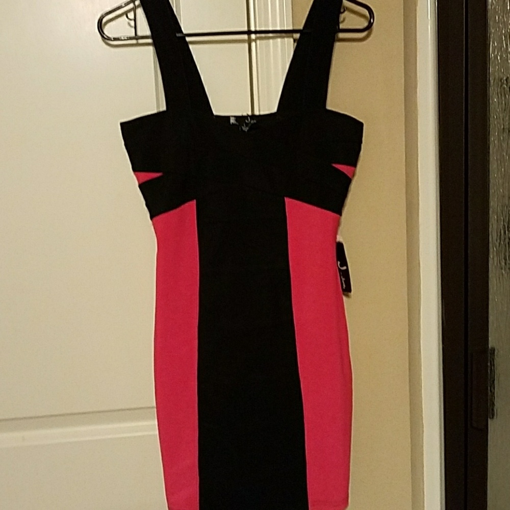 Black & Pink Bandage Mini Dress