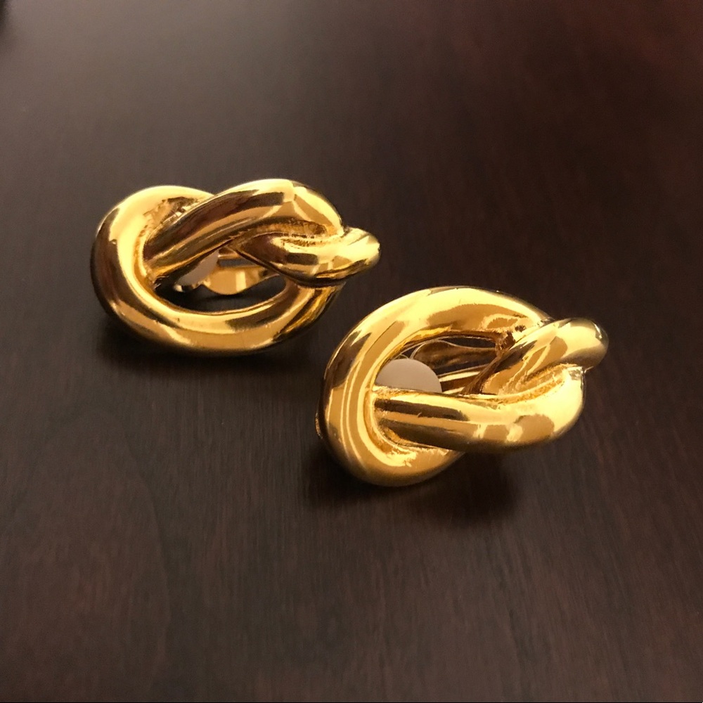 Kenneth Jay Lane Gold Rope Knot Clip Earrings