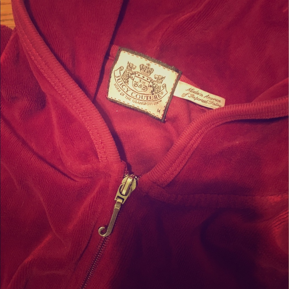 Juicy Couture maroon velvet zip up.