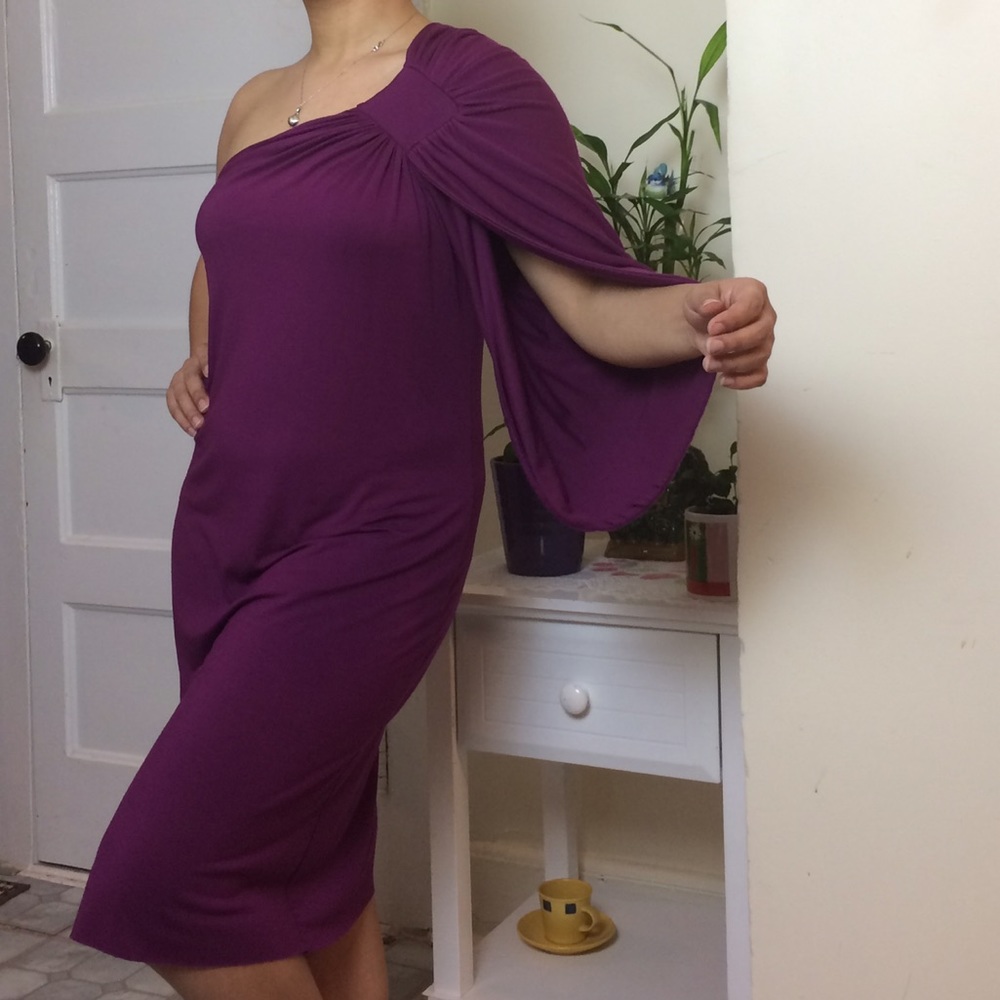 One shoulder Purple Dress