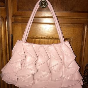 Leather ruffle purse