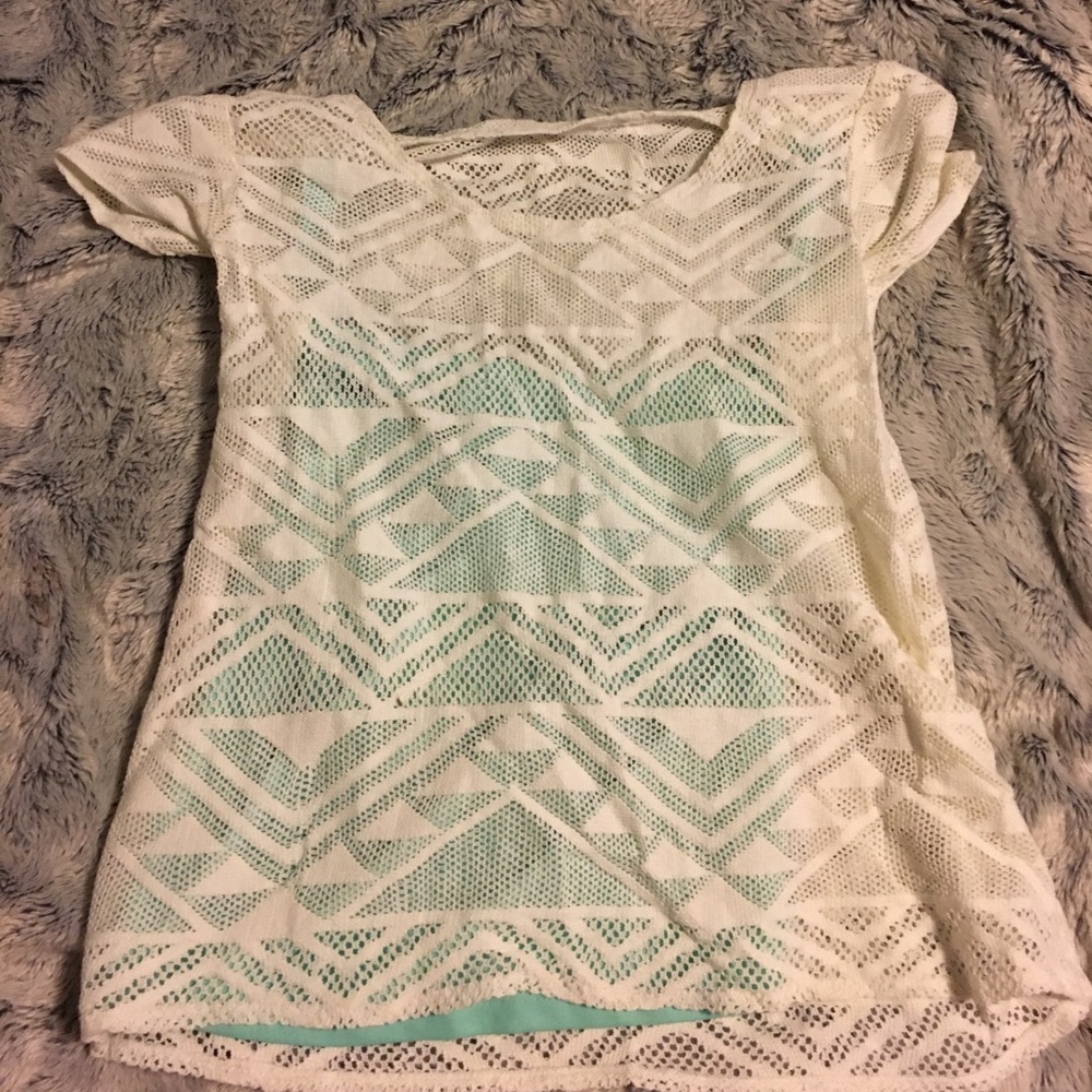 White and Teal Shirt