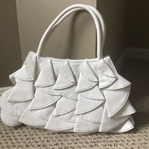 Leather ruffle purse