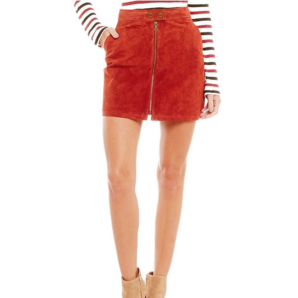 Sanctuary Real Leather Suede Skirt