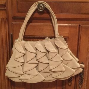 Leather ruffle purse