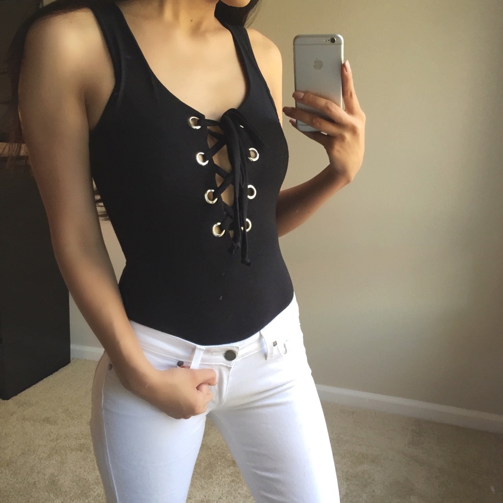 Black Lace-Up Bodysuit