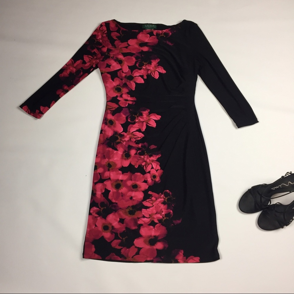 Ralph Lauren 💥 SZ 6 Black and floral dress