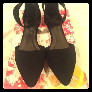 Gorgeous pointy toed suede flats with ankle band