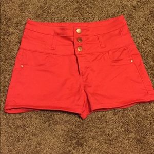 Red high wasted shorts