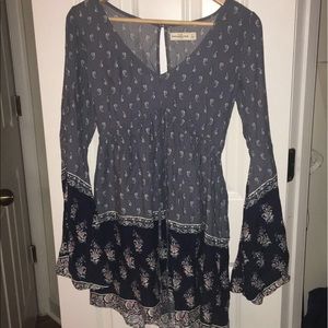 Bell sleeve cinched waist dress