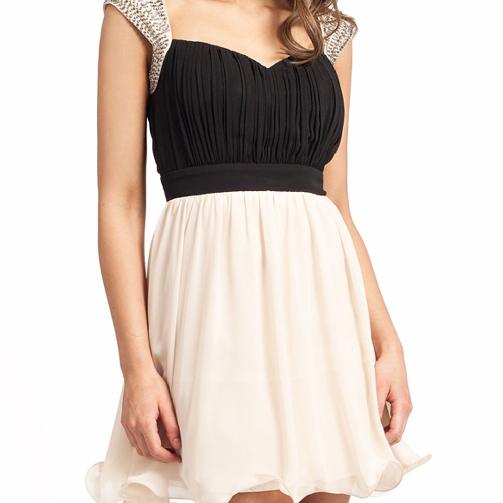 Jeweled shoulder evening dress