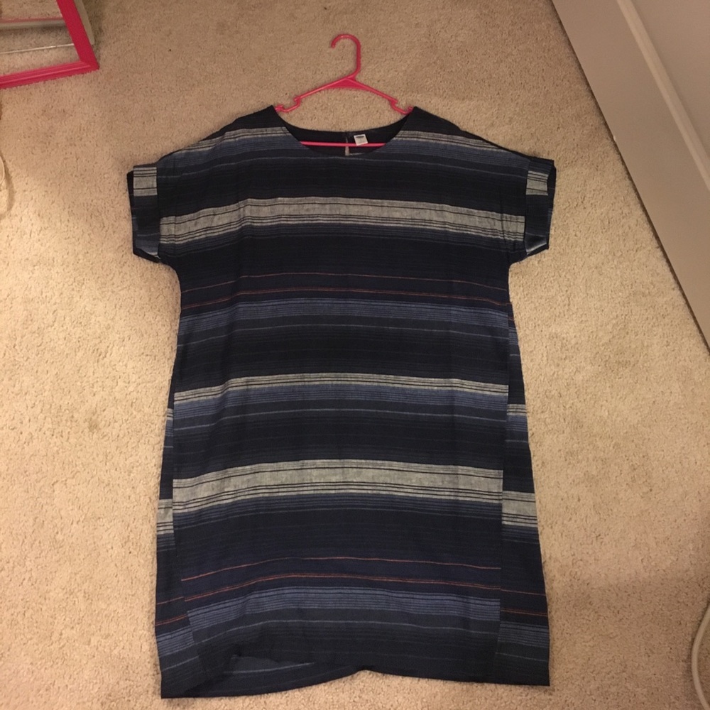 Blue stripped linen dress