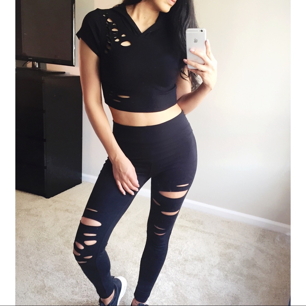 Distressed Two-Piece Hooded Set-Summer Sale!
