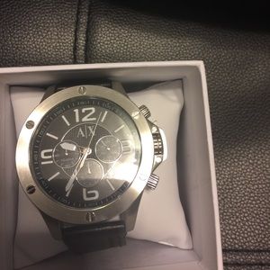 Silver round AX watch