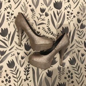 New gold shimmer high heels glitter