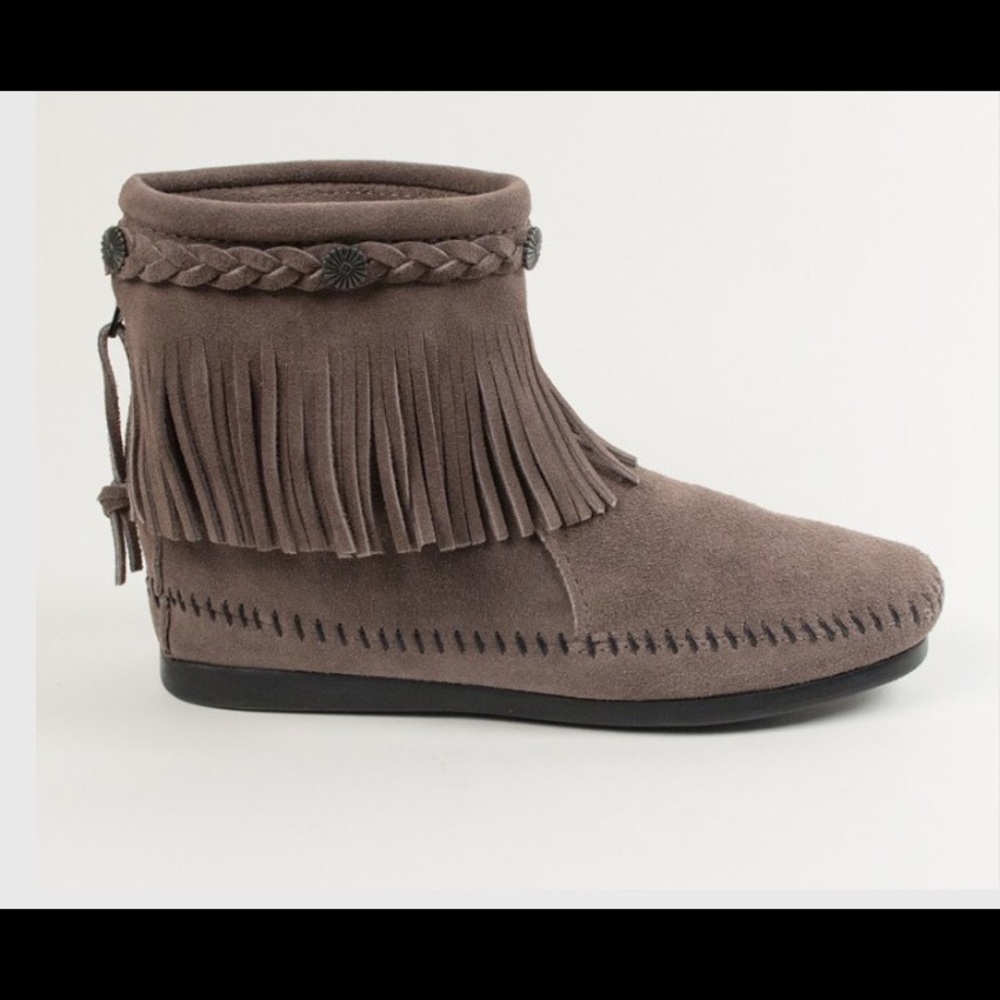 Gray Minnetonka Boots