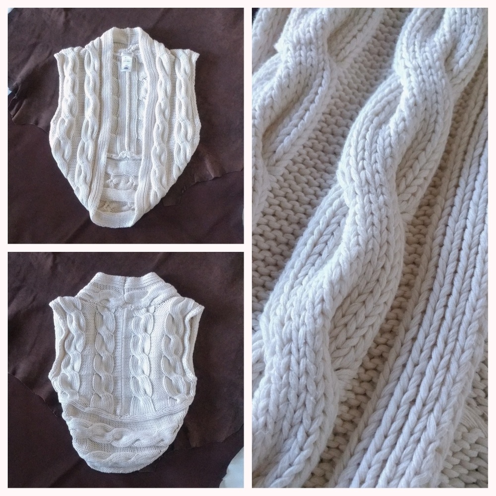 off white knit vest - sweater 100% Cotton