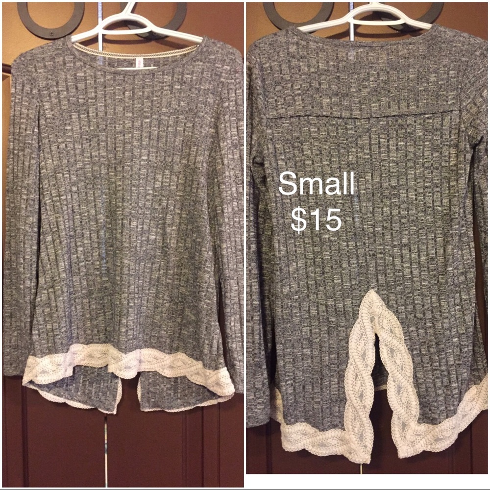 Heather grey with lace sweater