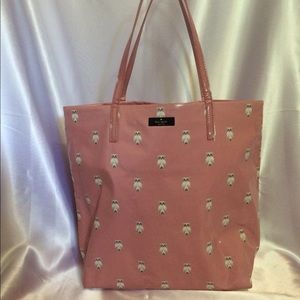 Kate Spade pink w/ white owl print Bon tote