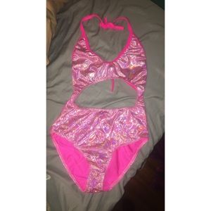 pink metallic bodysuit