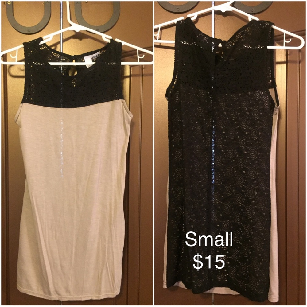 Cream & black lace tank