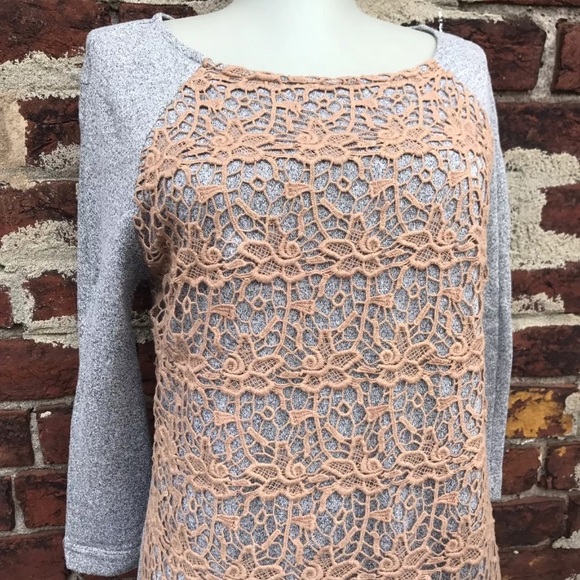 Anthropologie S Rare Lace Le Pompe Sweatshirt Top - Picture 5 of 7