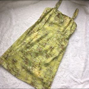 Green and brown fitted dress