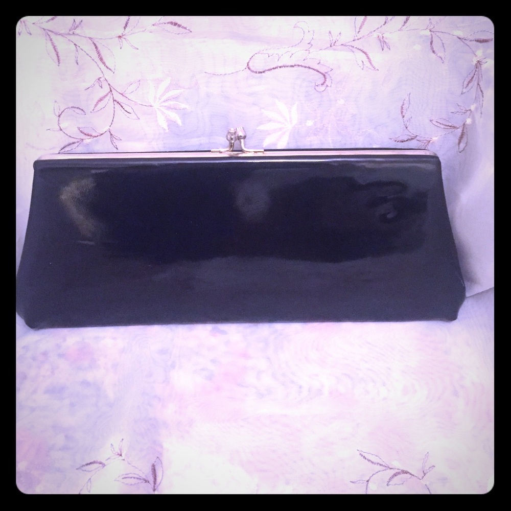 Vintage H&L Black Vinyl Clutch