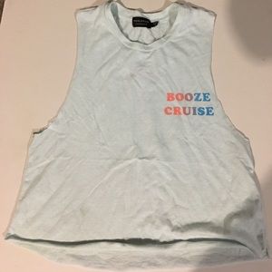 Light blue sleeveless "booze cruise" tank top