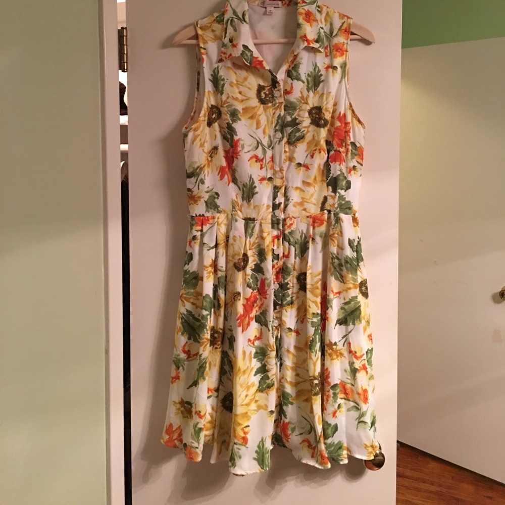 Sunflower Sleeveless Shirt Dress
