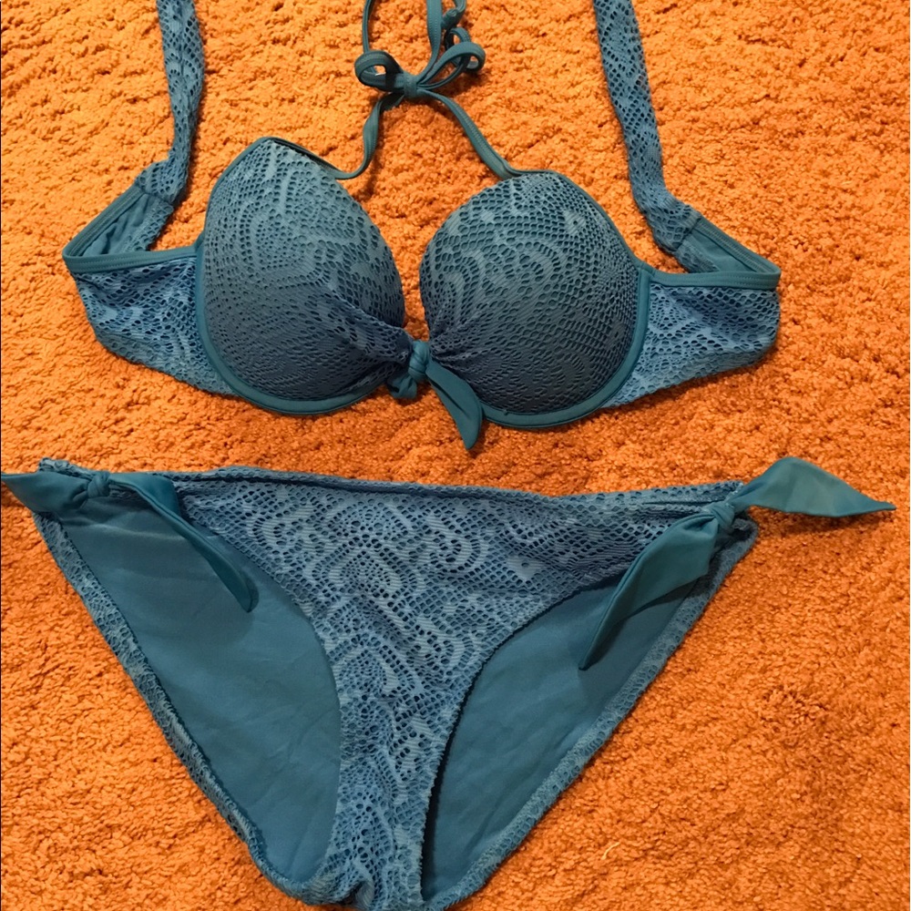 Blue Aerie Crochet Swimsuit
