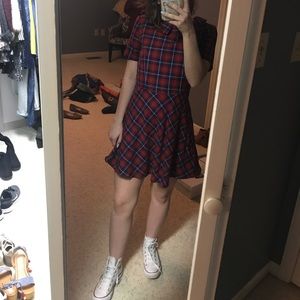 collared plaid Forever 21 skater dress