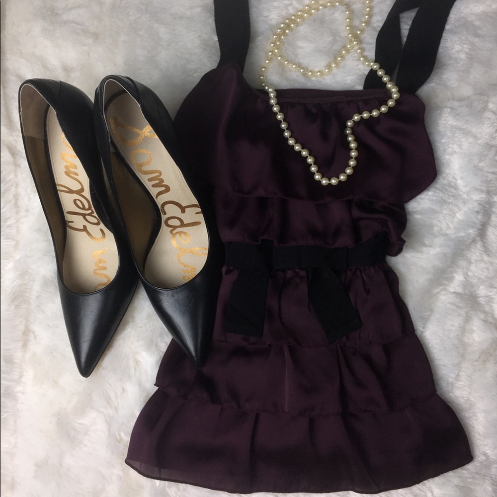 LC Lauren Conrad "M" Gorgeous Plum Ruffle Top