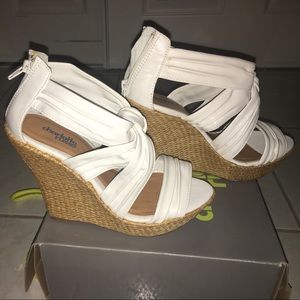 White wedged sandals