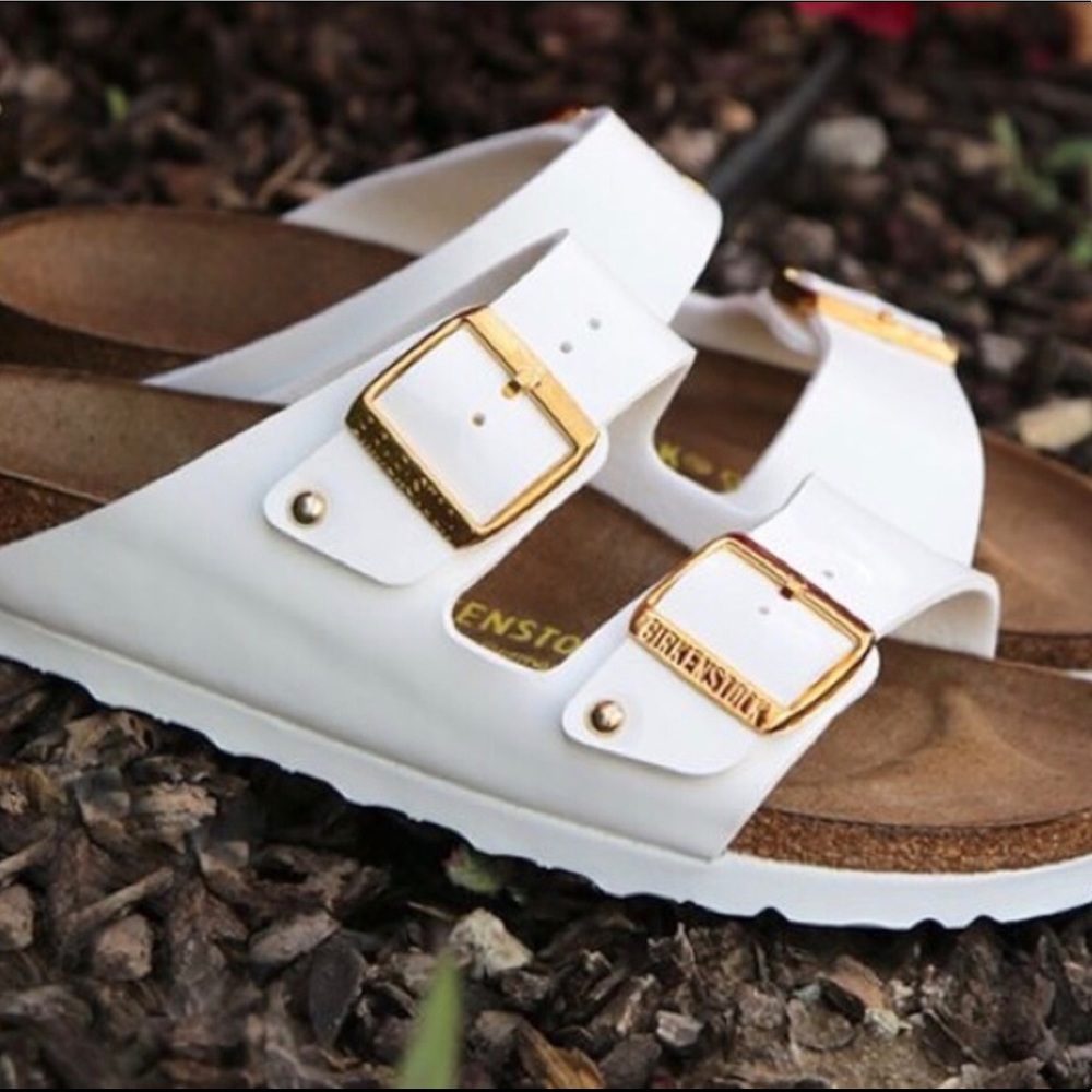 White & gold birkenstocks