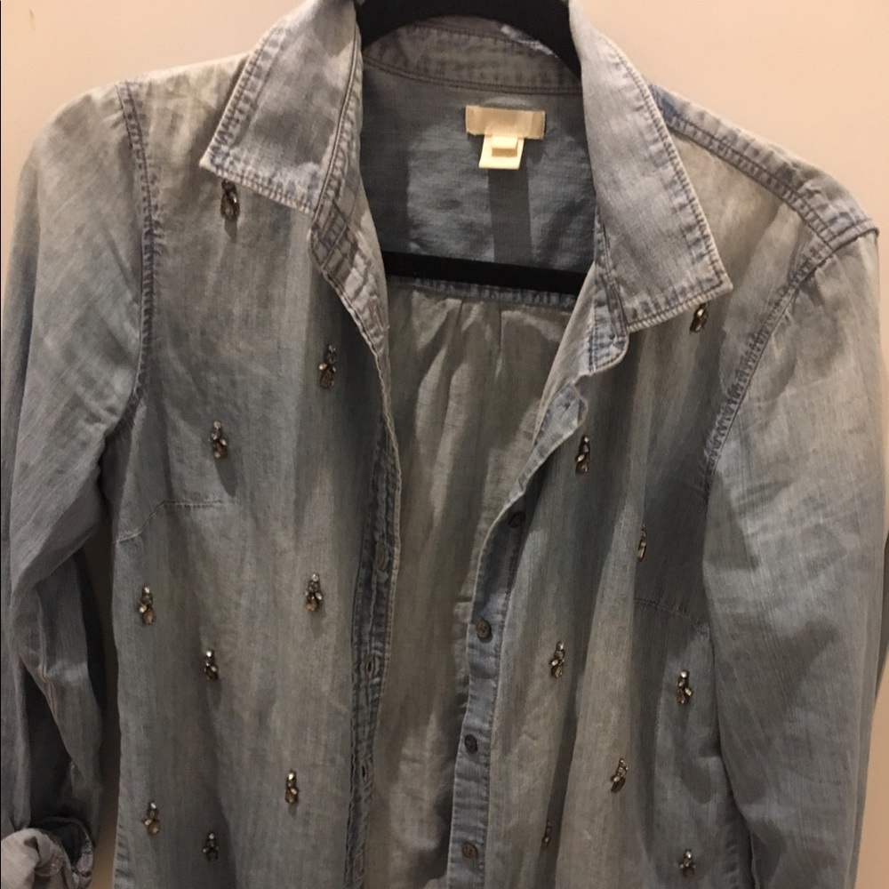 J.CREW jeweled denim shirt