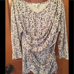 CAbi Faux-Wrap Top, 3/4 Sleeves, Size L