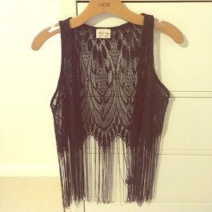 Lace and fringe vest - very Coachella.