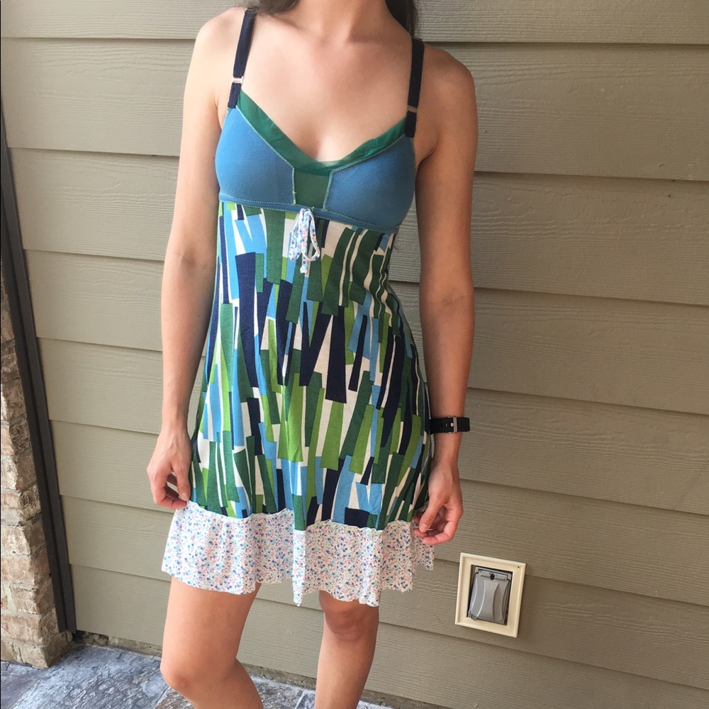 Free People Blue and Green Dress