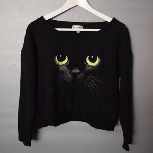 Cat Long Sleeve Crop Top 🍁