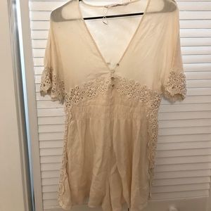 Zara cream crochet romper