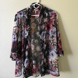 Floral Open Front Cardigan
