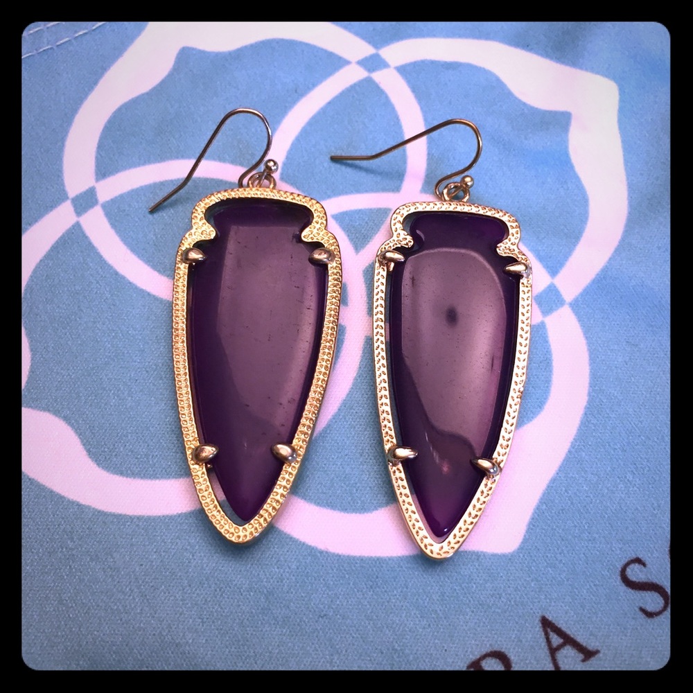 Kendra Scott Purple Agate Skylers in gold