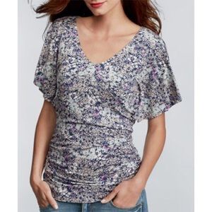 CAbi Flutter-Sleeve Top, Size M, Floral Print