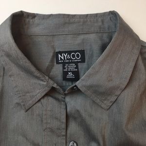 NY & CO Button Down Blouse with 3/4 Sleeves