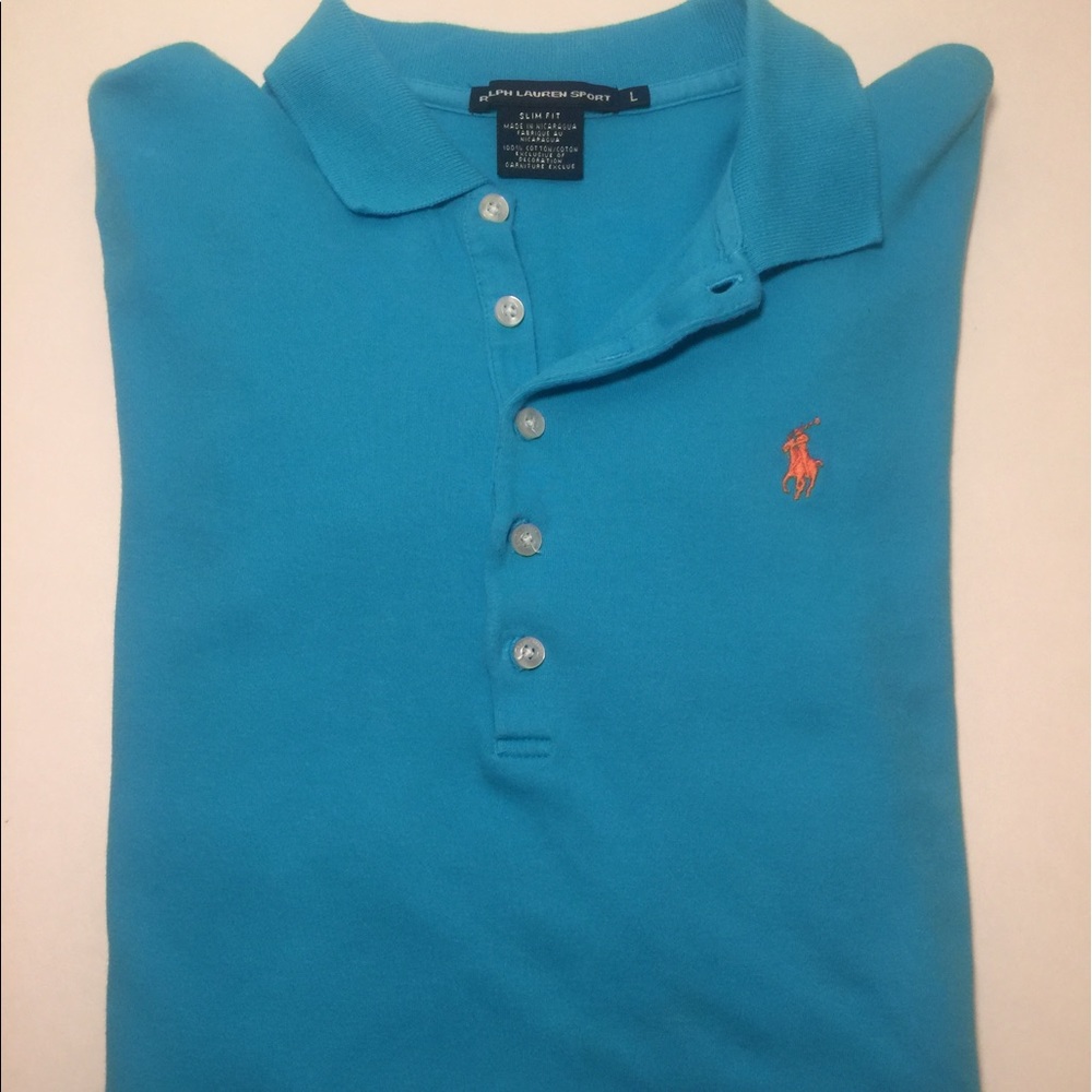 Ralph Lauren Sport Women's Slim Fit Polo Blue - L