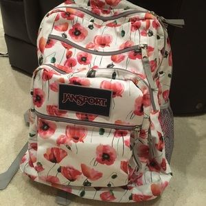 Jansport Big Student Backpack Pink Flowers/White