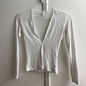 Deep v neck long sleeve top