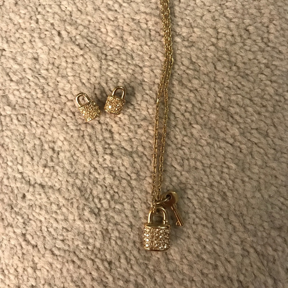 Coach lock earrings and necklace
