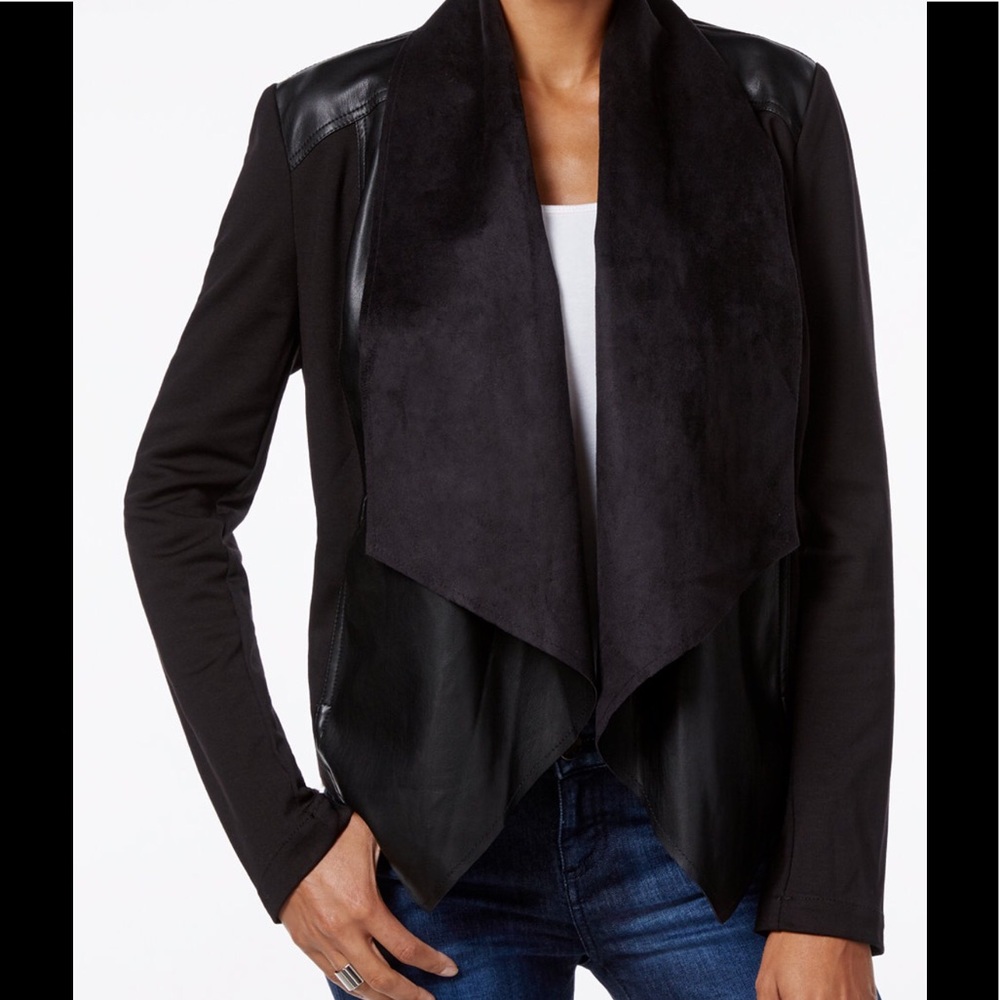 Kut from the Kloth Faux Leather Draped Jacket, L